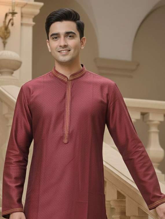 men self design mandarin neck ethnic wear set - 22331979 -  Standard Image - 3