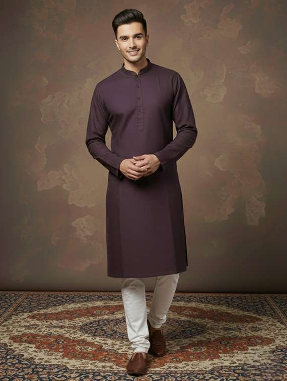 men self design mandarin neck ethnic wear set