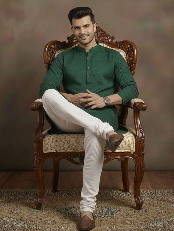 men self design mandarin neck long kurta - 22332126 -  Standard Image - 3