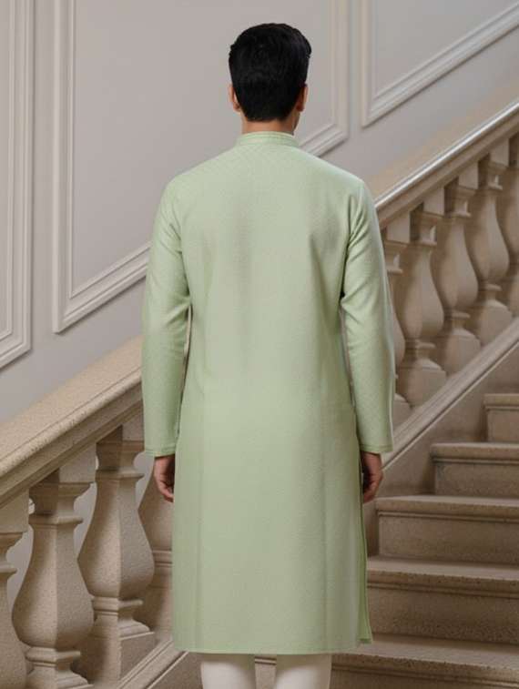 men self design mandarin neck long kurta - 22332132 -  Standard Image - 3