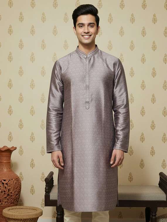men self design mandarin neck long kurta