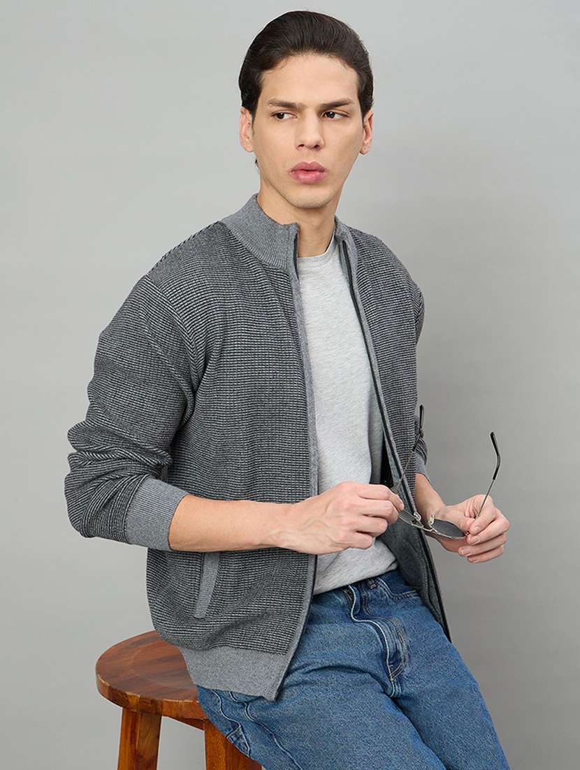 men self design long sleeve cardigan