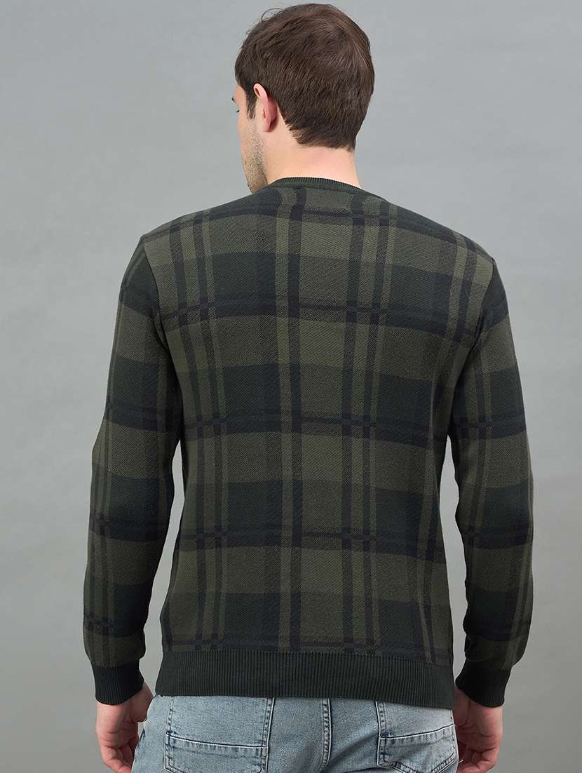 men checkered long sleeve regualr fit pullover - 22332377 -  Standard Image - 3
