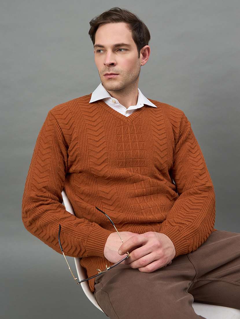 men self design long sleeve regualr fit pullover
