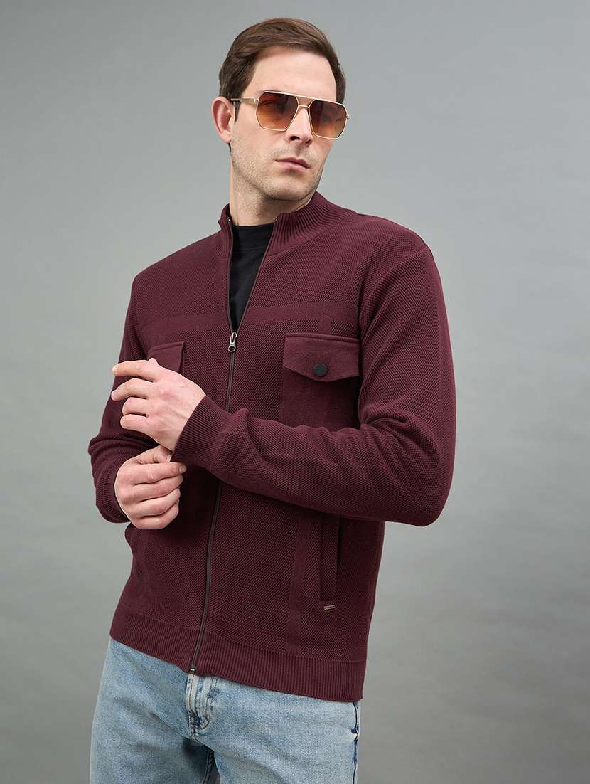 men self design long sleeve regualr fit cardigan