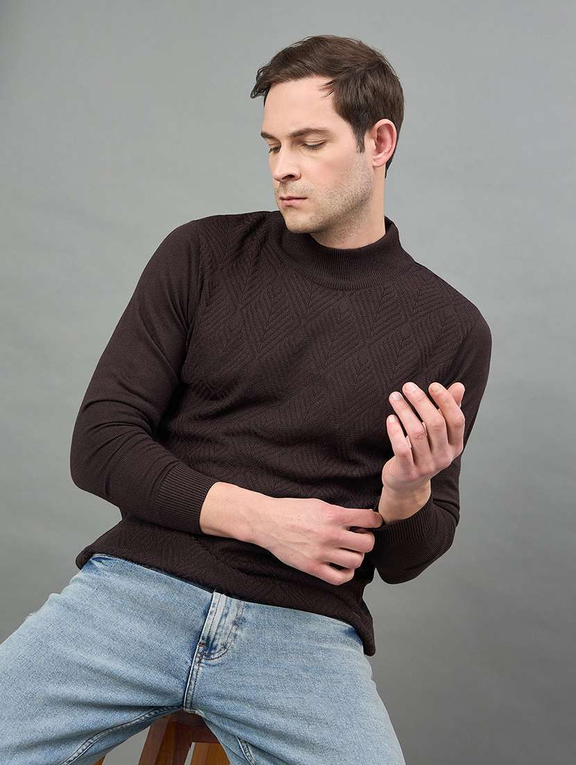 men self design long sleeve regualr fit pullover