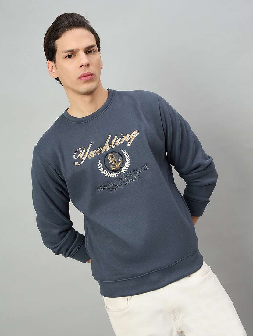 men solid with work long sleeve regular fit sweatshirt