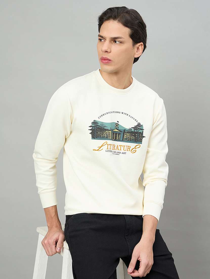 men printed long sleeve regular fit sweatshirt