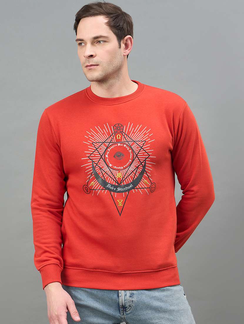 men printed long sleeve regular fit sweatshirt