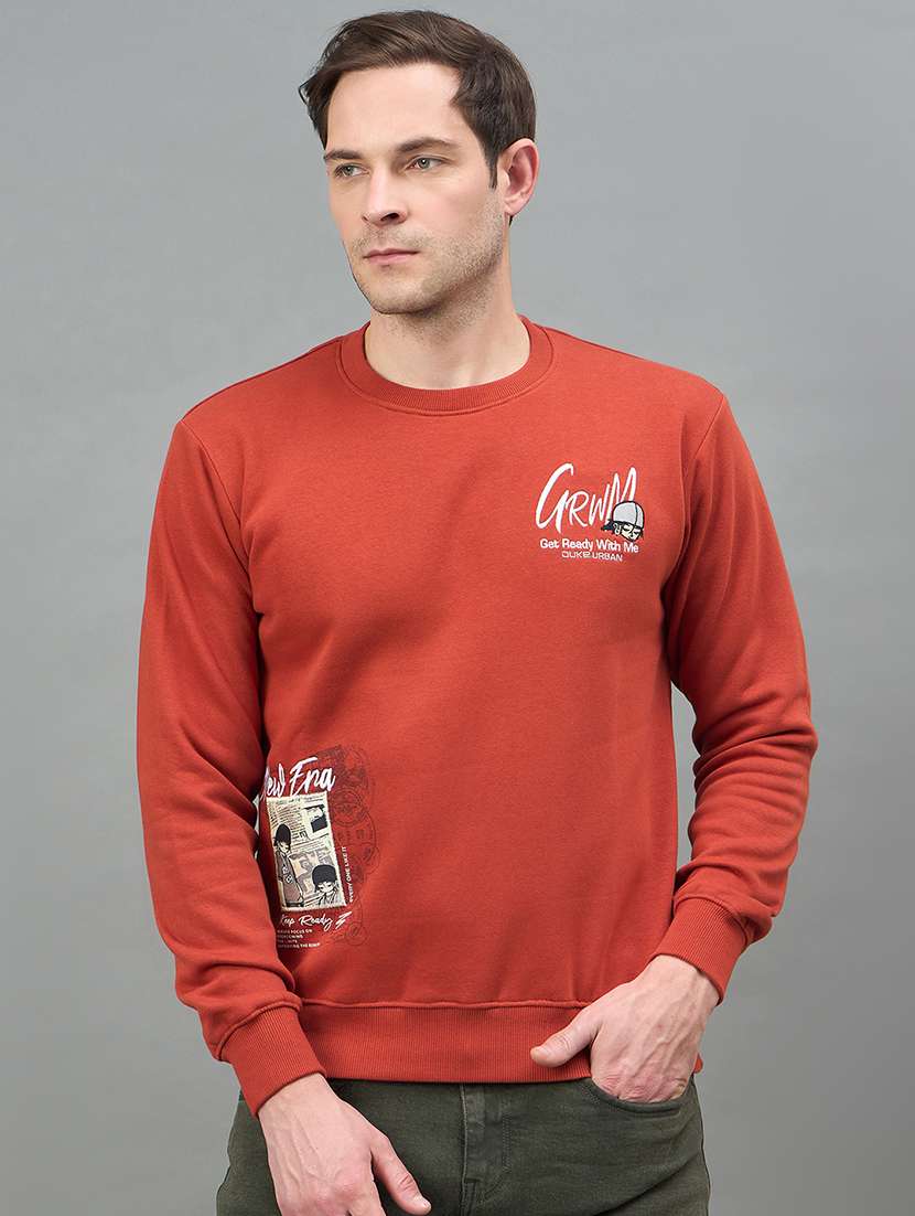 men printed long sleeve regular fit sweatshirt