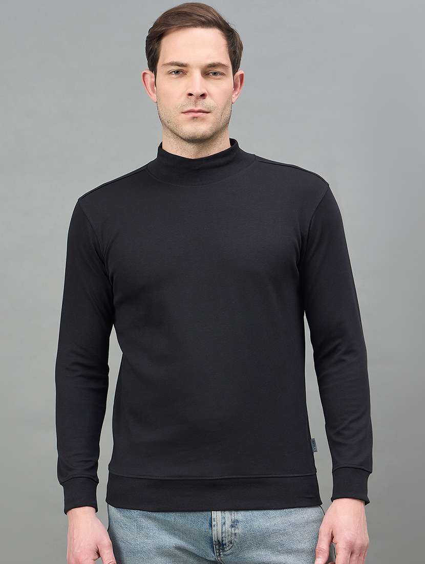 men solid long sleeve regular fit sweatshirt