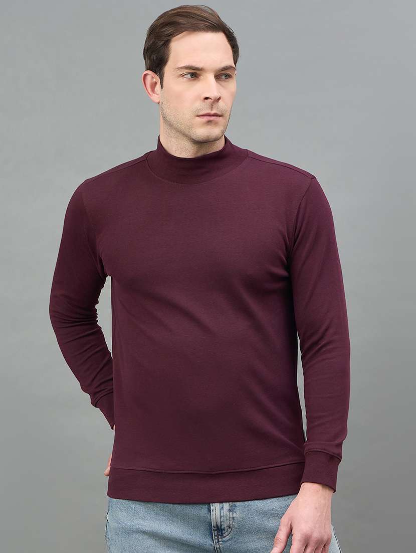 men solid long sleeve regular fit sweatshirt