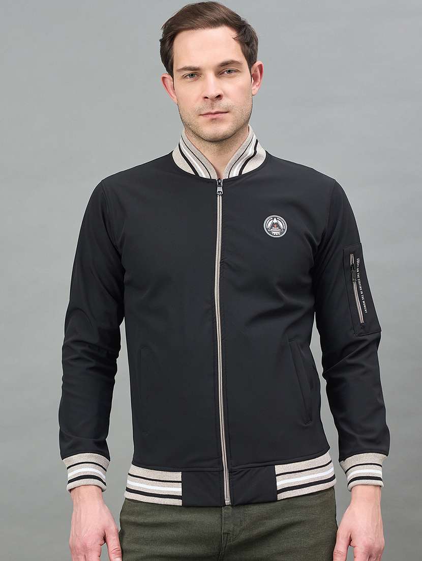 men solid long sleeve regualr fit casual jacket