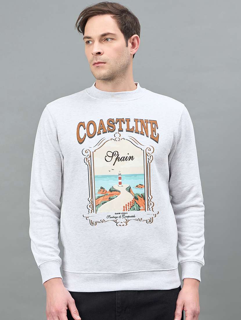 men printed long sleeve regular fit sweatshirt