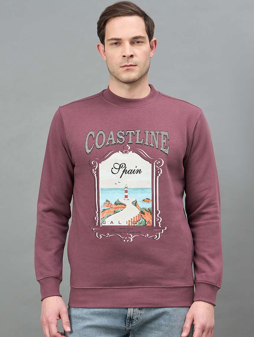 men printed long sleeve regular fit sweatshirt