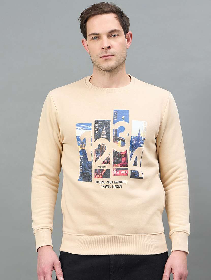 men printed long sleeve regular fit sweatshirt