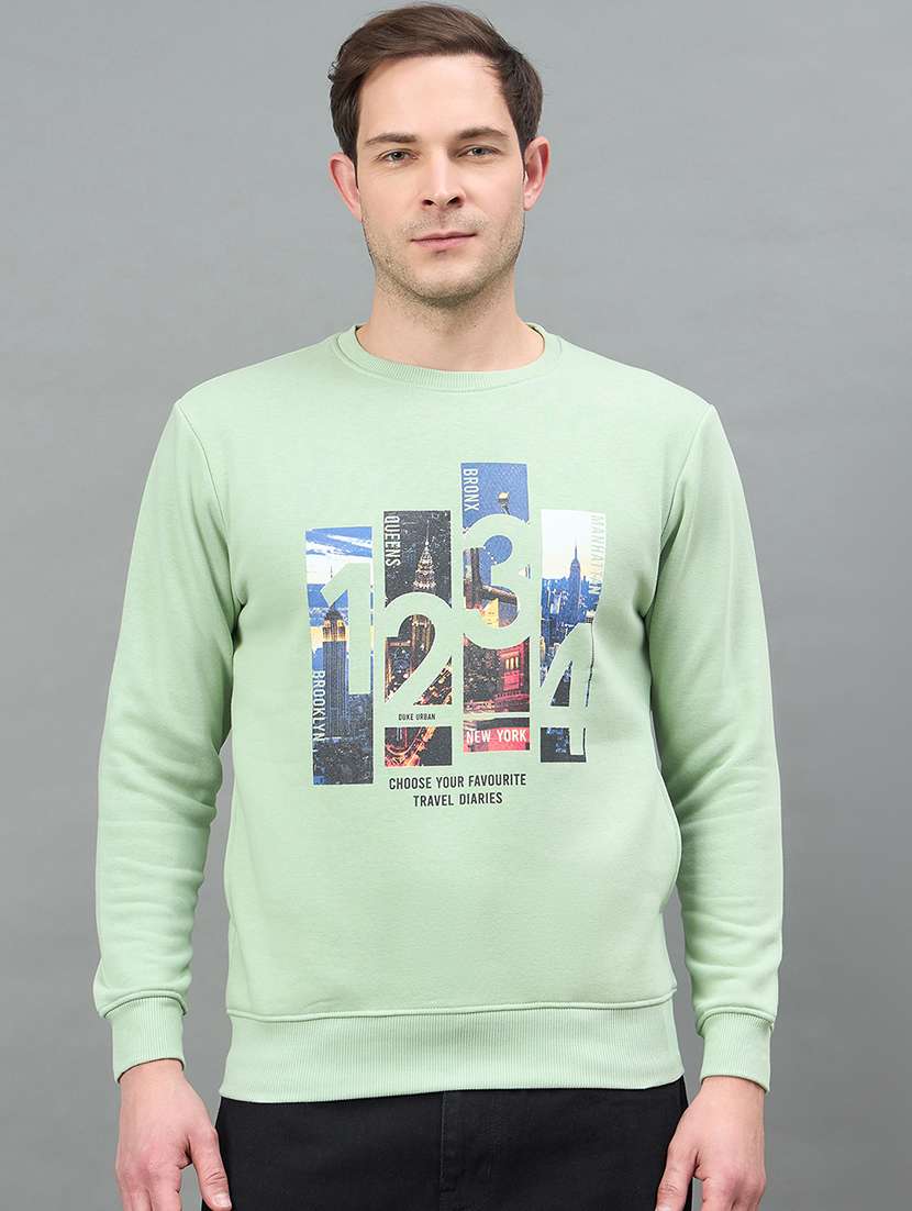men printed long sleeve regular fit sweatshirt