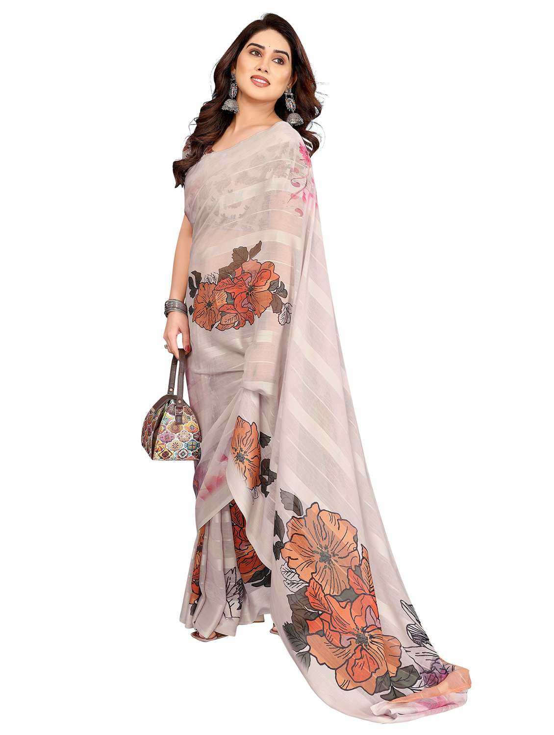 women printed casual wear saree with blouse - 22332436 -  Standard Image - 3