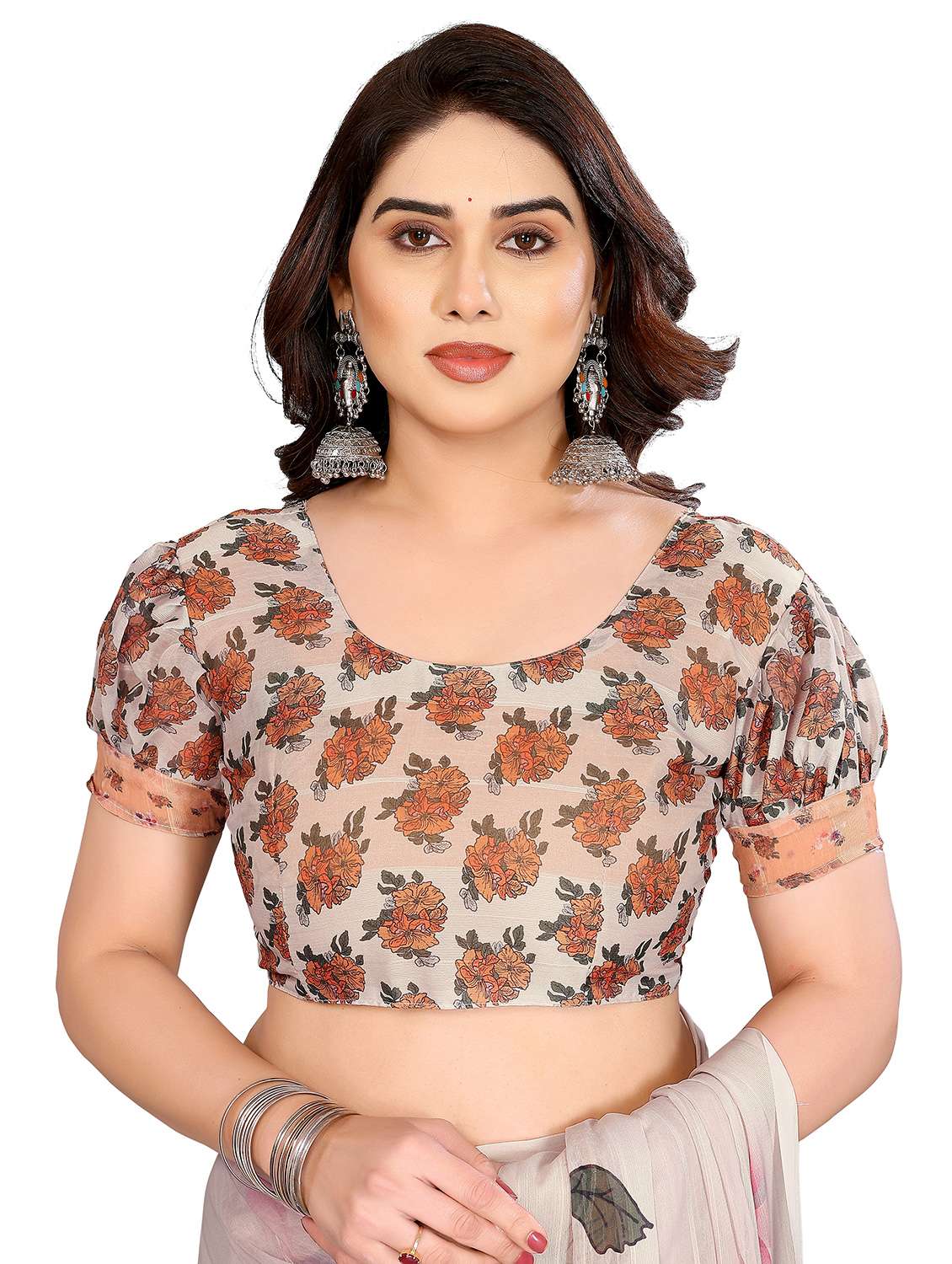 women printed casual wear saree with blouse - 22332436 -  Standard Image - 5