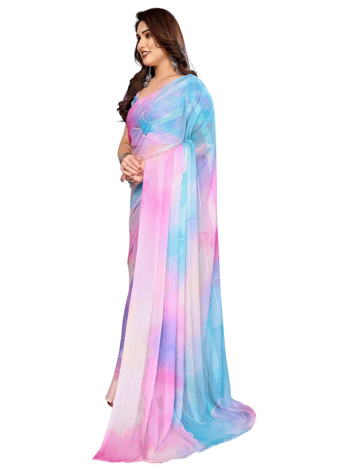 women printed casual wear saree with blouse - 22332441 -  Standard Image - 3