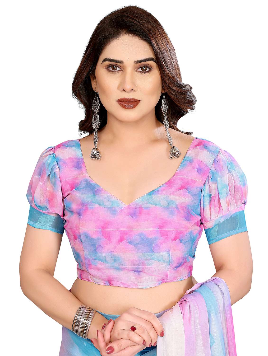 women printed casual wear saree with blouse - 22332441 -  Standard Image - 5