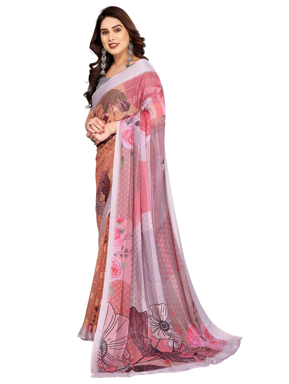 women printed casual wear saree with blouse - 22332442 -  Standard Image - 3