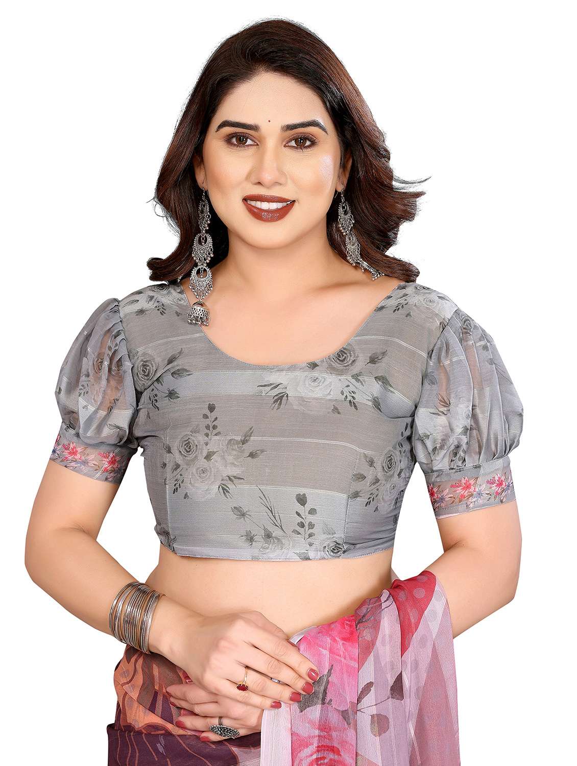women printed casual wear saree with blouse - 22332442 -  Standard Image - 5