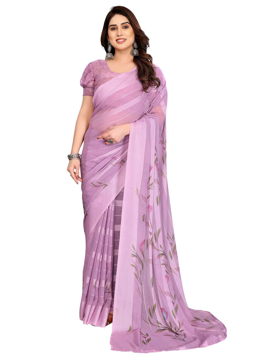 women printed casual wear saree with blouse - 22332444 -  Standard Image - 3