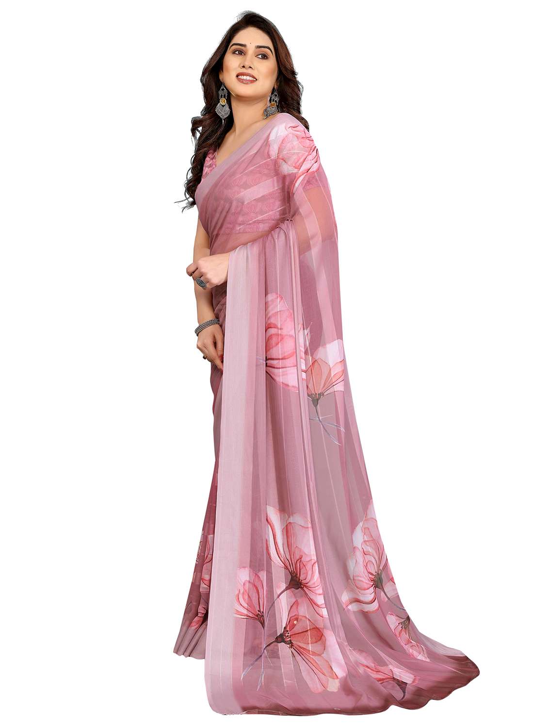 women printed casual wear saree with blouse - 22332458 -  Standard Image - 3