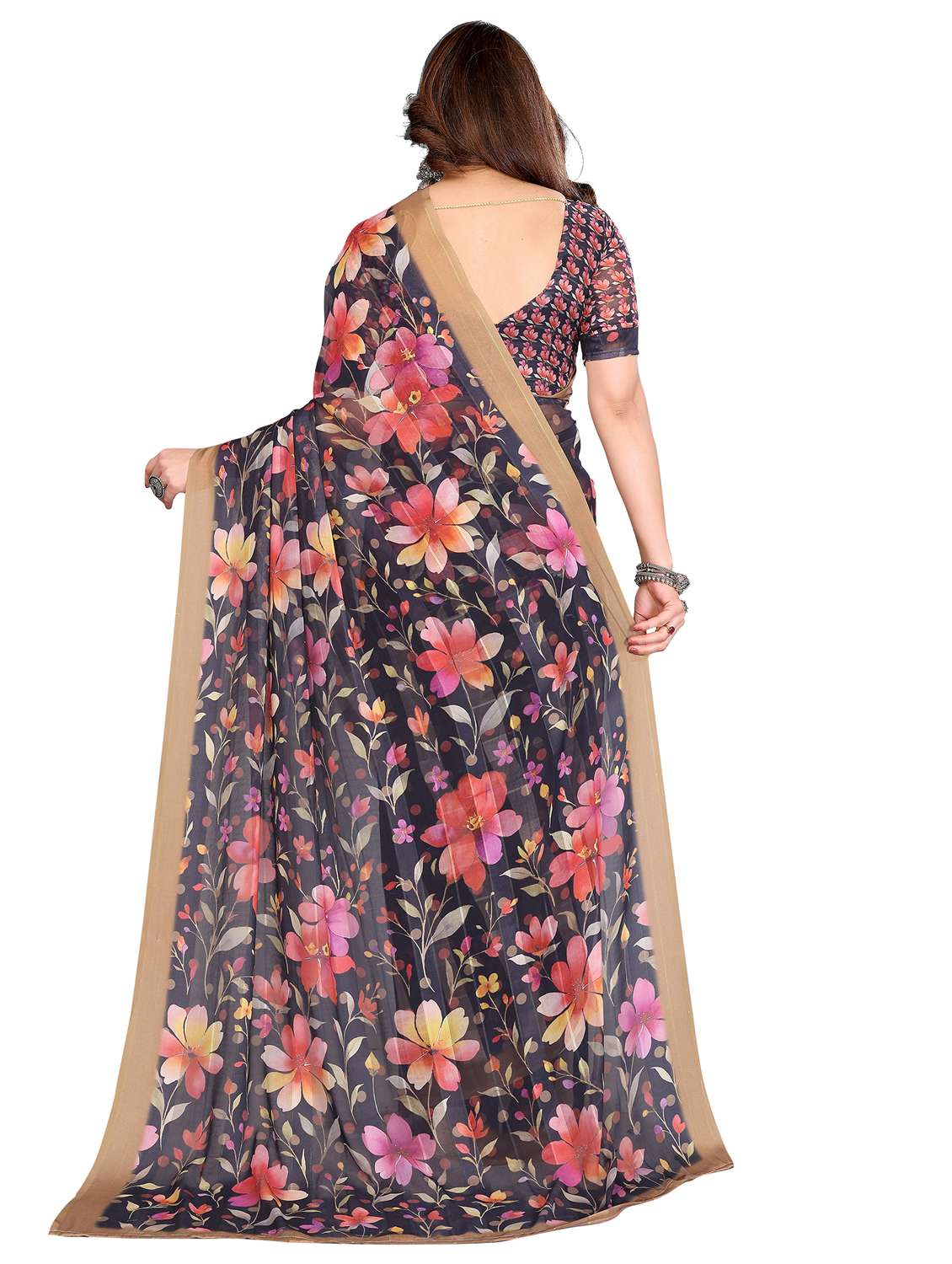 women printed casual wear saree with blouse - 22332462 -  Standard Image - 3