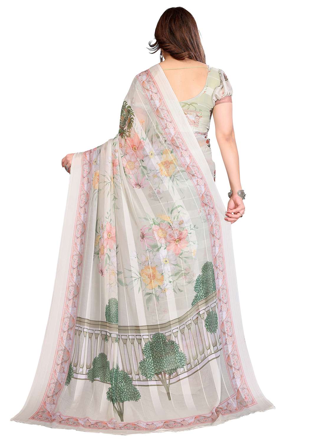 women printed casual wear saree with blouse - 22332471 -  Standard Image - 3