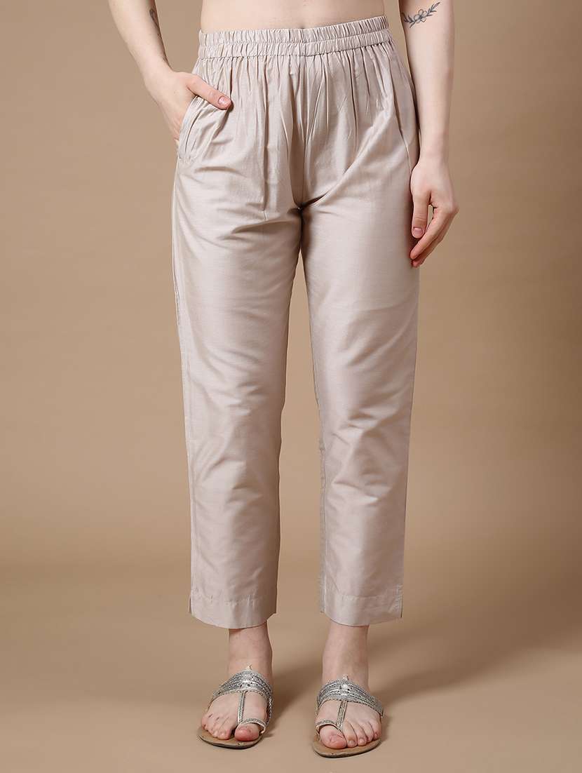 gold cotton tapered pant