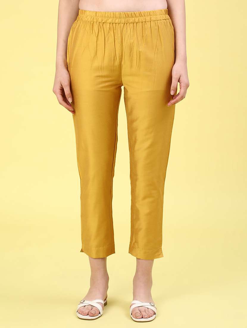 mustard cotton tapered pant