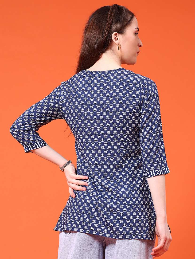 women printed three quarter sleeve kurti - 22334147 -  Standard Image - 3