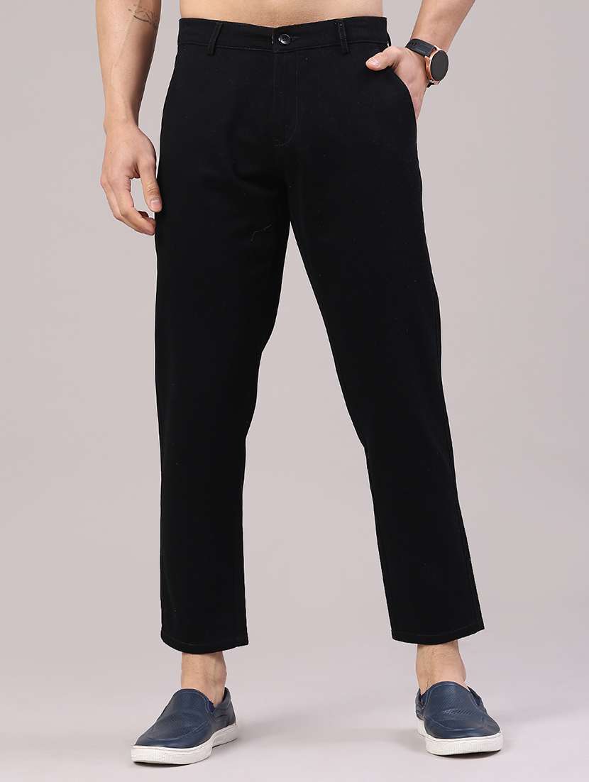 men solid mid rise chinos casual trouser