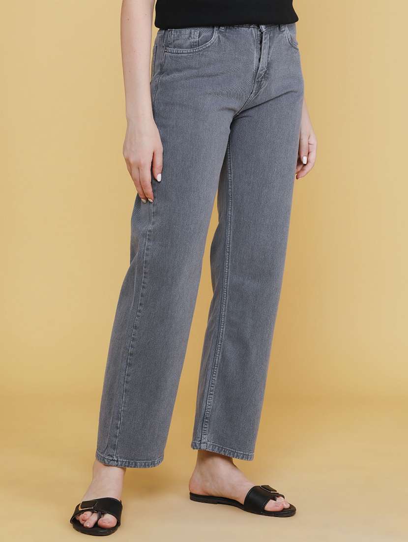 women solid high rise straight jeans - 22334677 -  Standard Image - 3