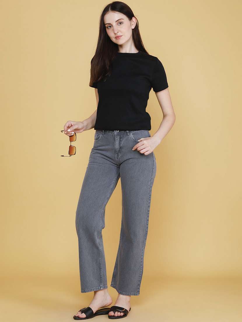 women solid high rise straight jeans - 22334677 -  Standard Image - 5