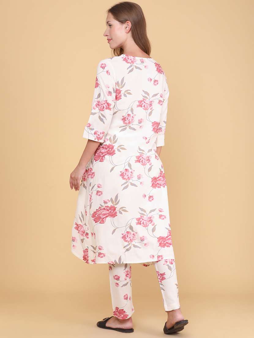 women printed three quarter sleeves ethnic co-ord set - 22334694 -  Standard Image - 3