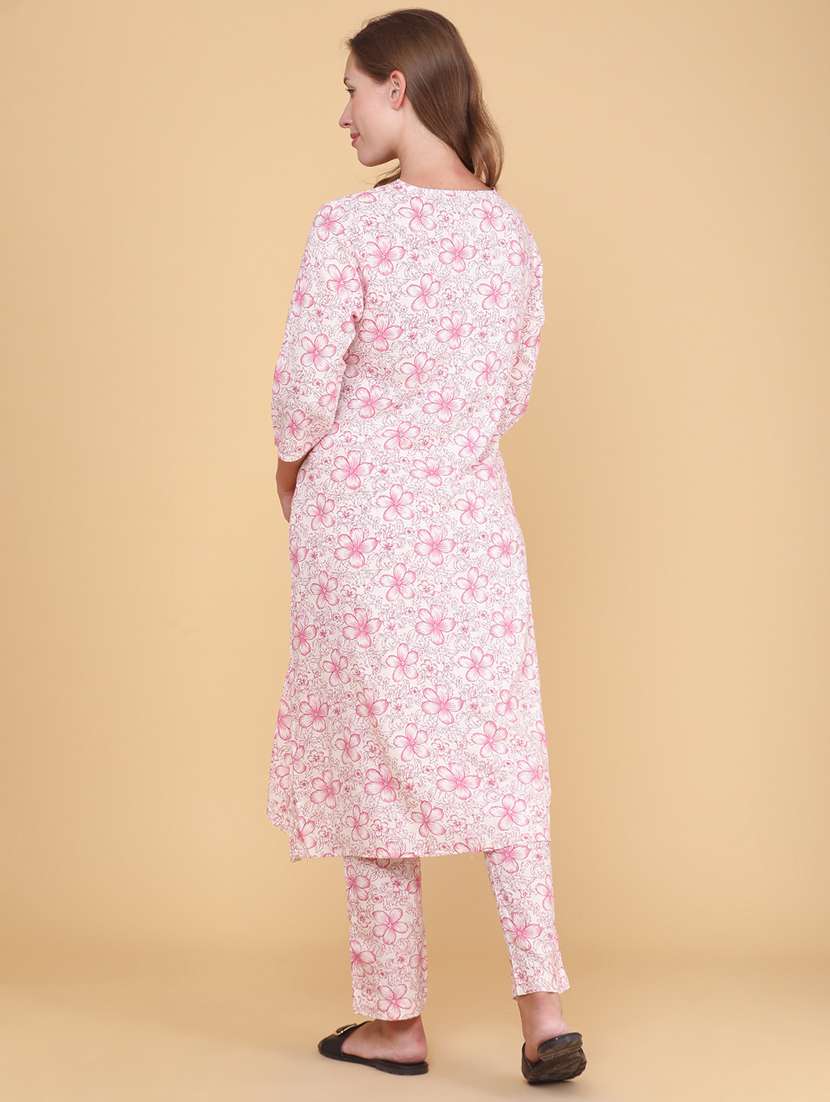 women printed three quarter sleeves ethnic co-ord set - 22334695 -  Standard Image - 3