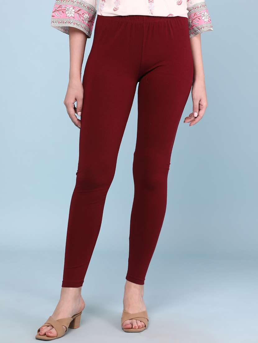 maroon cotton leggings