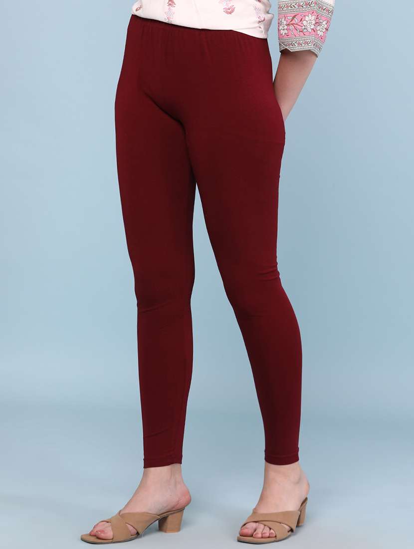 maroon cotton leggings - 22335188 -  Standard Image - 3