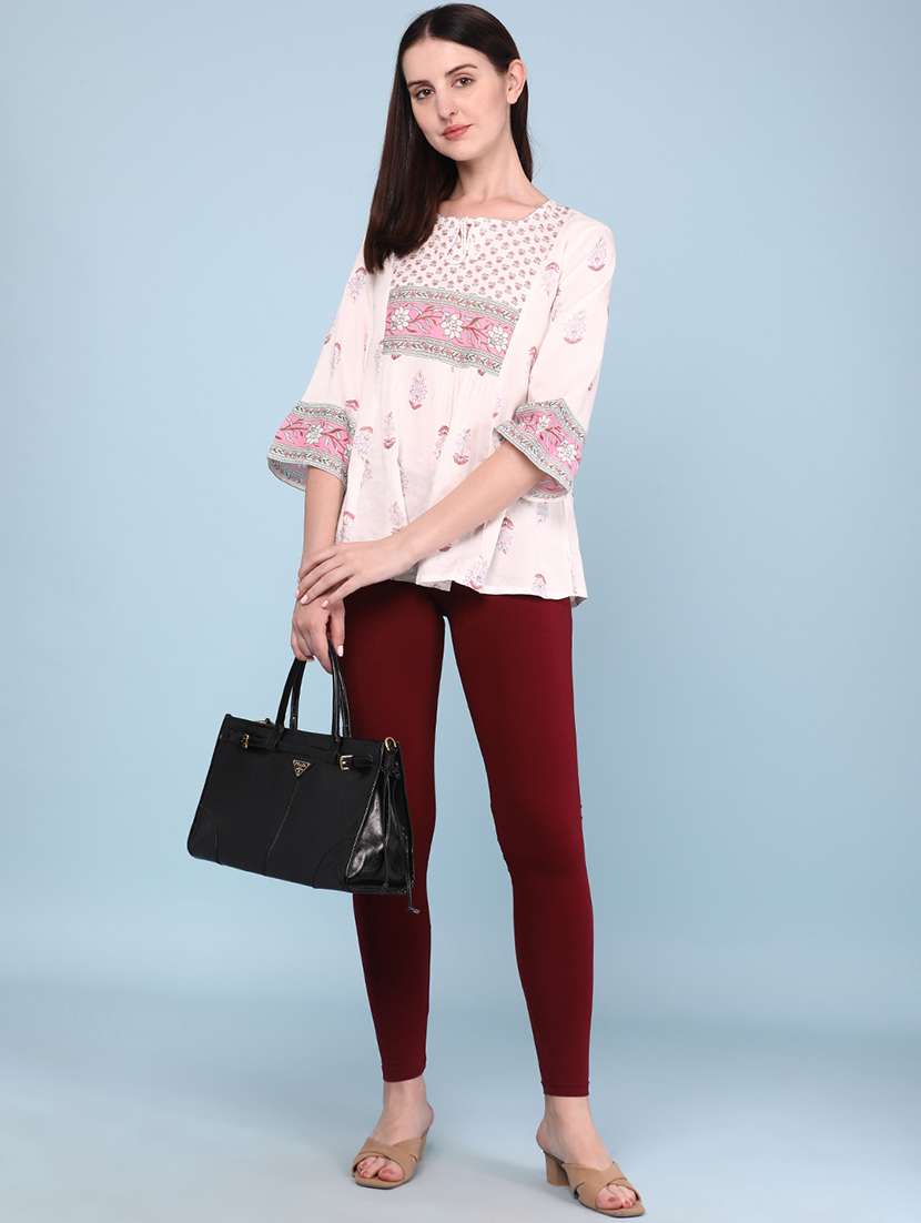 maroon cotton leggings - 22335188 -  Standard Image - 5