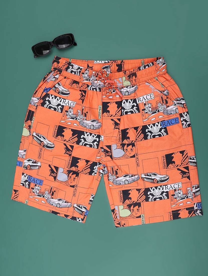 boys printed mid rise shorts