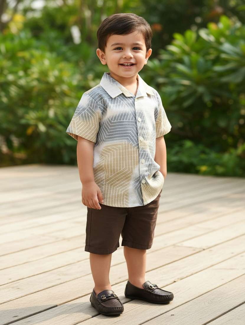 boys printed short sleeves casual shirt