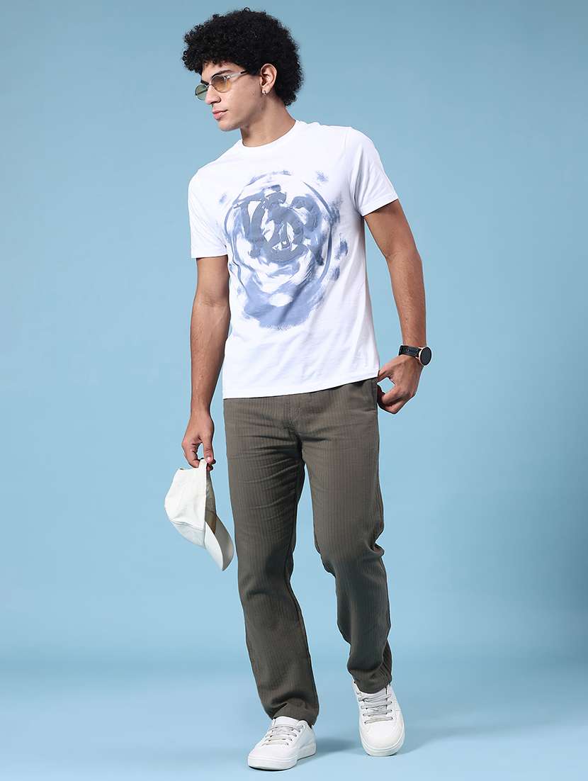 olive cotton flat front casual trousers - 22335361 -  Standard Image - 5
