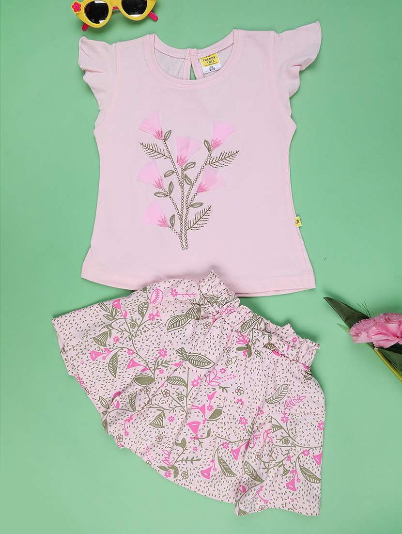 pink cotton shorts set coords