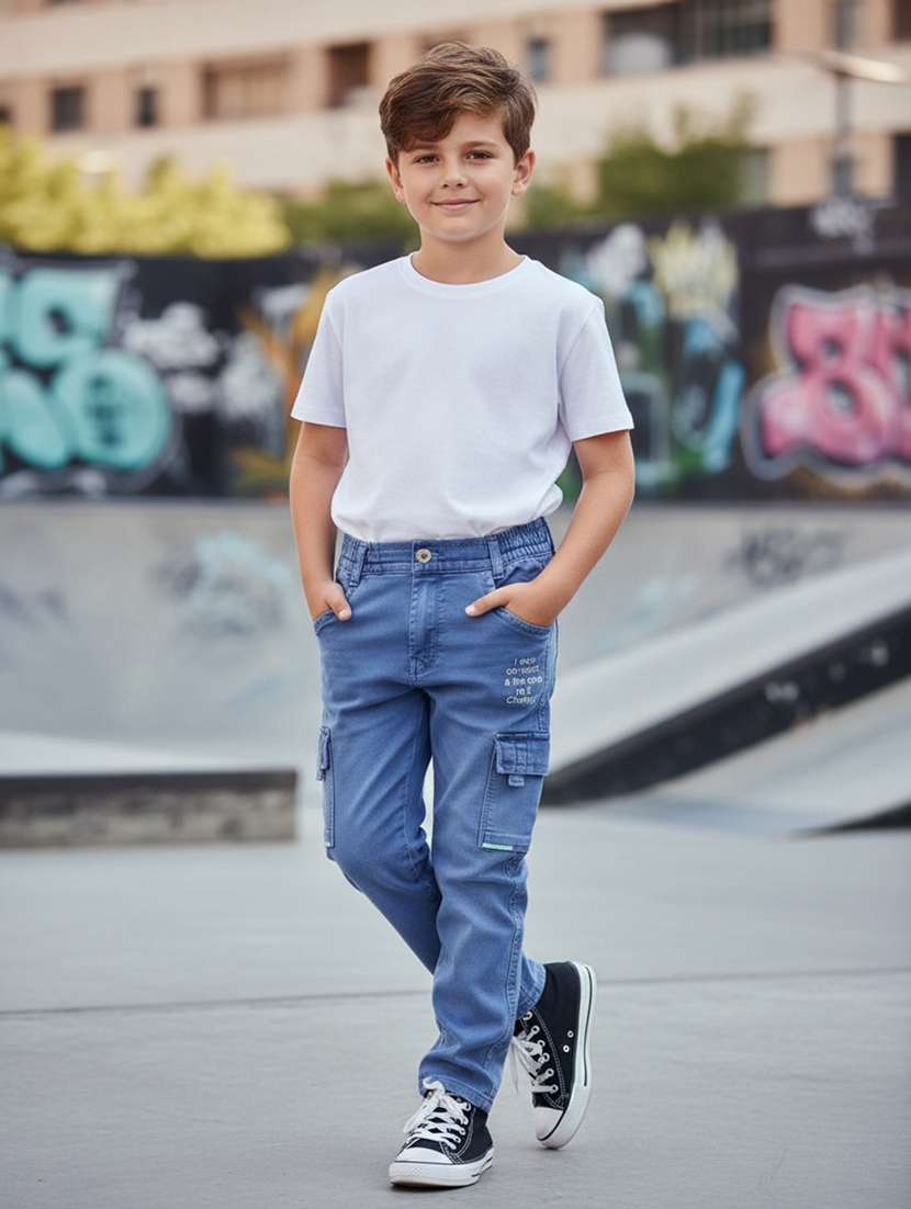blue poly cotton plain jean