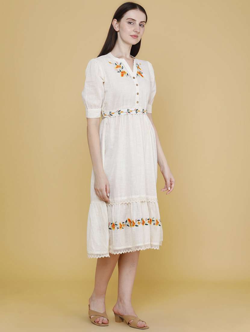 women embroidered puff sleeve tiered ethnic dress - 22335531 -  Standard Image - 5