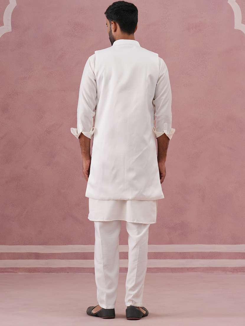 men floral mandarin neck kurta pyjama with jacket ethnic wear set - 22335551 -  Standard Image - 5