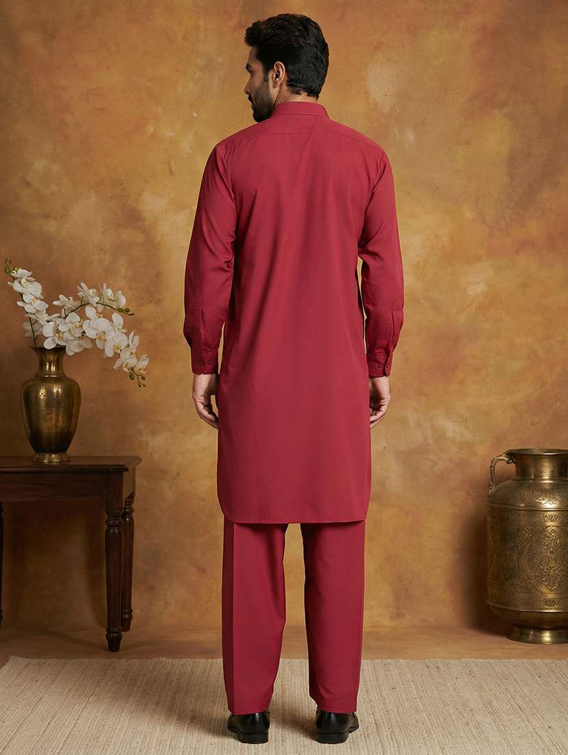 men solid long sleeve pathani ethnic wear set - 22335560 -  Standard Image - 3